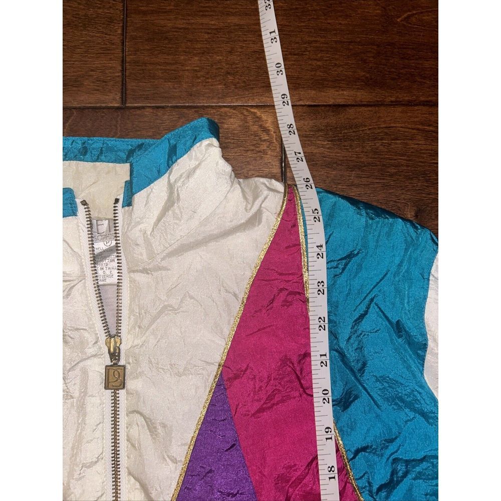 Vtg 80s Petite Sophisticate Nylon‎ Jacket Colorful Windbreaker Size Medium - Picture 7 of 8